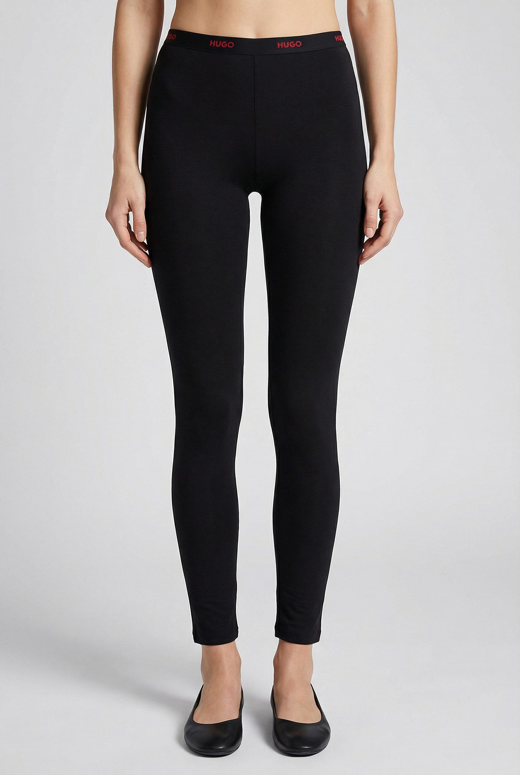 HUGO Leggings elastischer Bund mit Logos, körpernahe Form