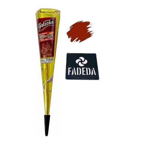 FADEDA Schmuck-Tattoo 1x FADEDA Natural Henna Paste Cones Kegel (Natur-Braun), No PPD, 25g, 1 Stück einzeln, VEGAN, HALAL, 100% Bio