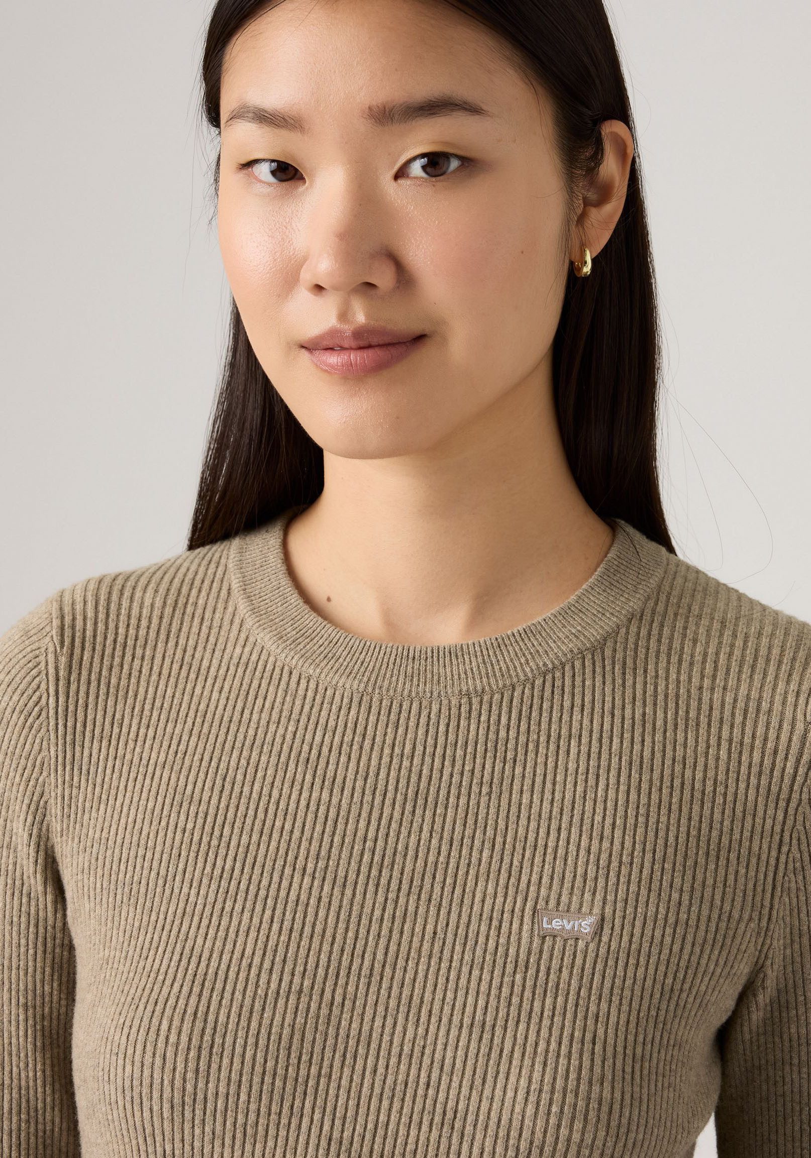 Levi's® Rundhalspullover RIB CREW SWEATER Geripptes Strickmuster