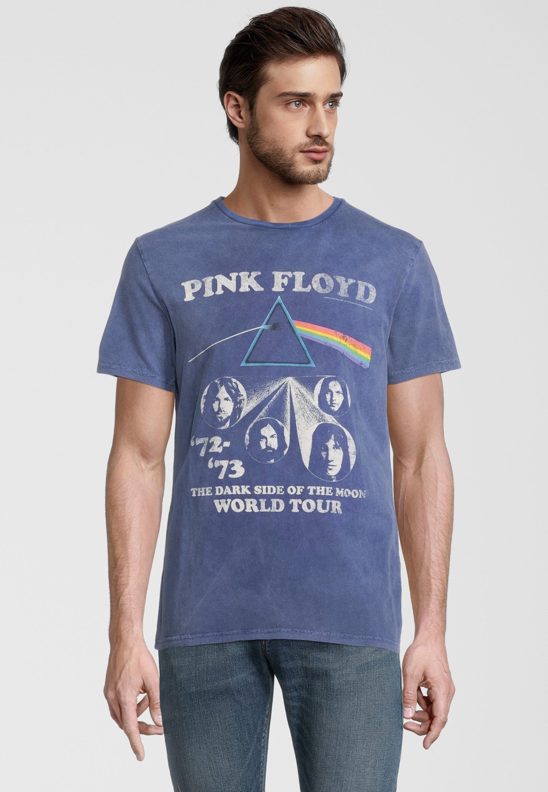Recovered T-Shirt Pink Floyd World Tour GOTS zertifizierte Bio-Baumwolle Blau