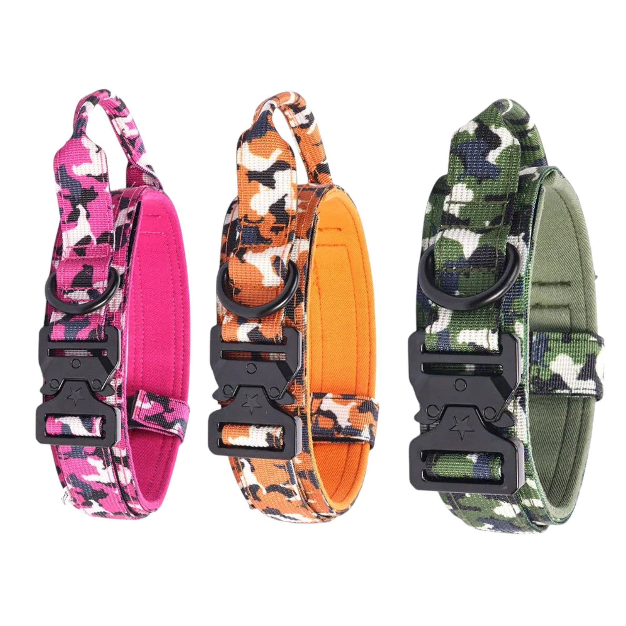 Eyecatcher Hunde-Halsband Verstellbares Camo-Tactical Hundehalsband mit Polsterung & Metallversc, Polyester