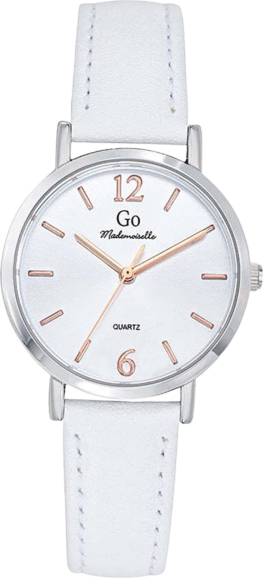 Girl Only Quarzuhr Girl Only GO Damen Armbanduhr, (Analoguhr), Damenuhr GO weiß, mittel (ca. 32mm) Lederarmband, Fashion-Style