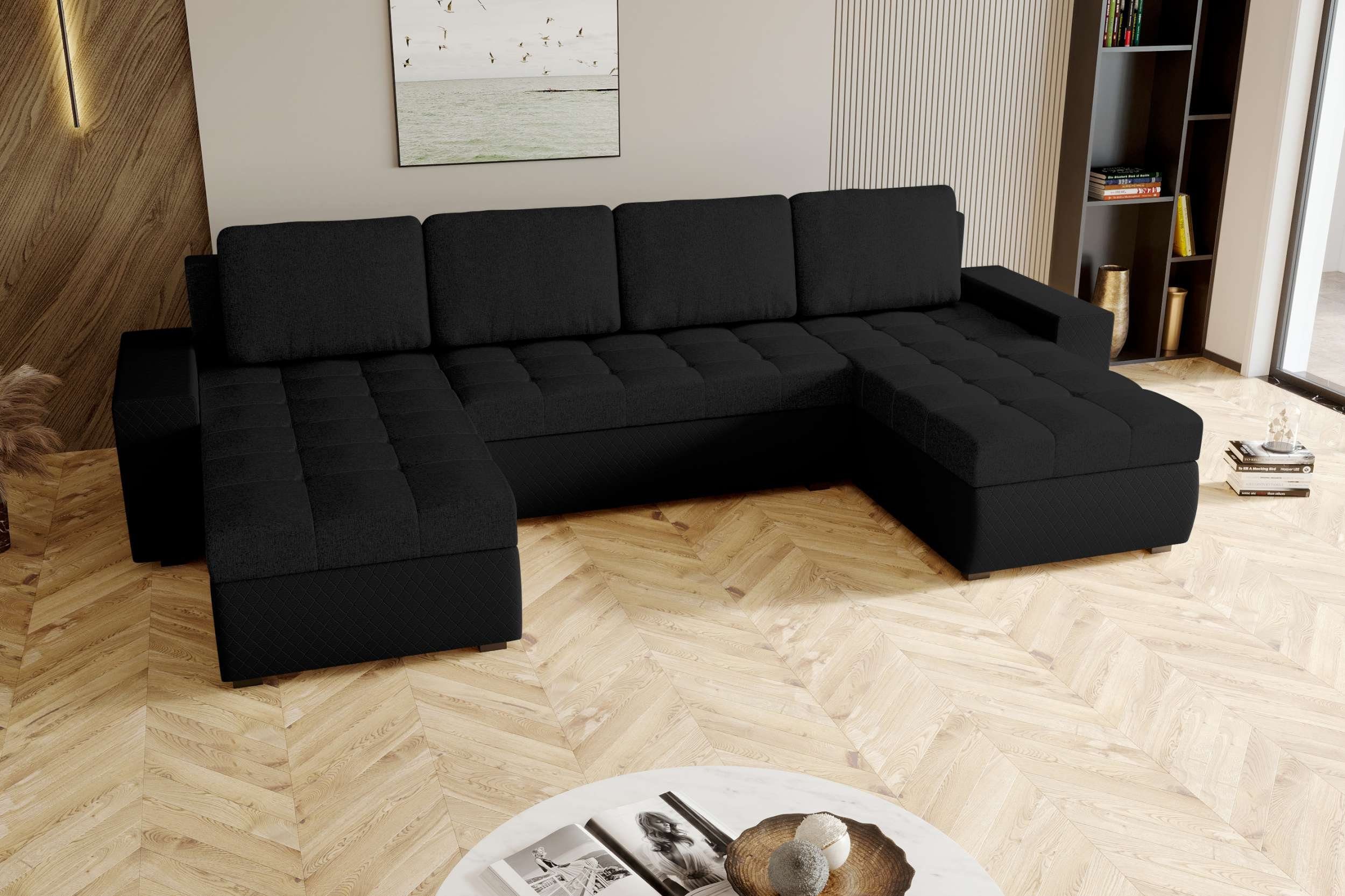 Amelia, Bettfunktion, Bettkasten, Sofa, Eckcouch, U-Form, Stylefy Design mit mit Modern Sitzkomfort, Wohnlandschaft