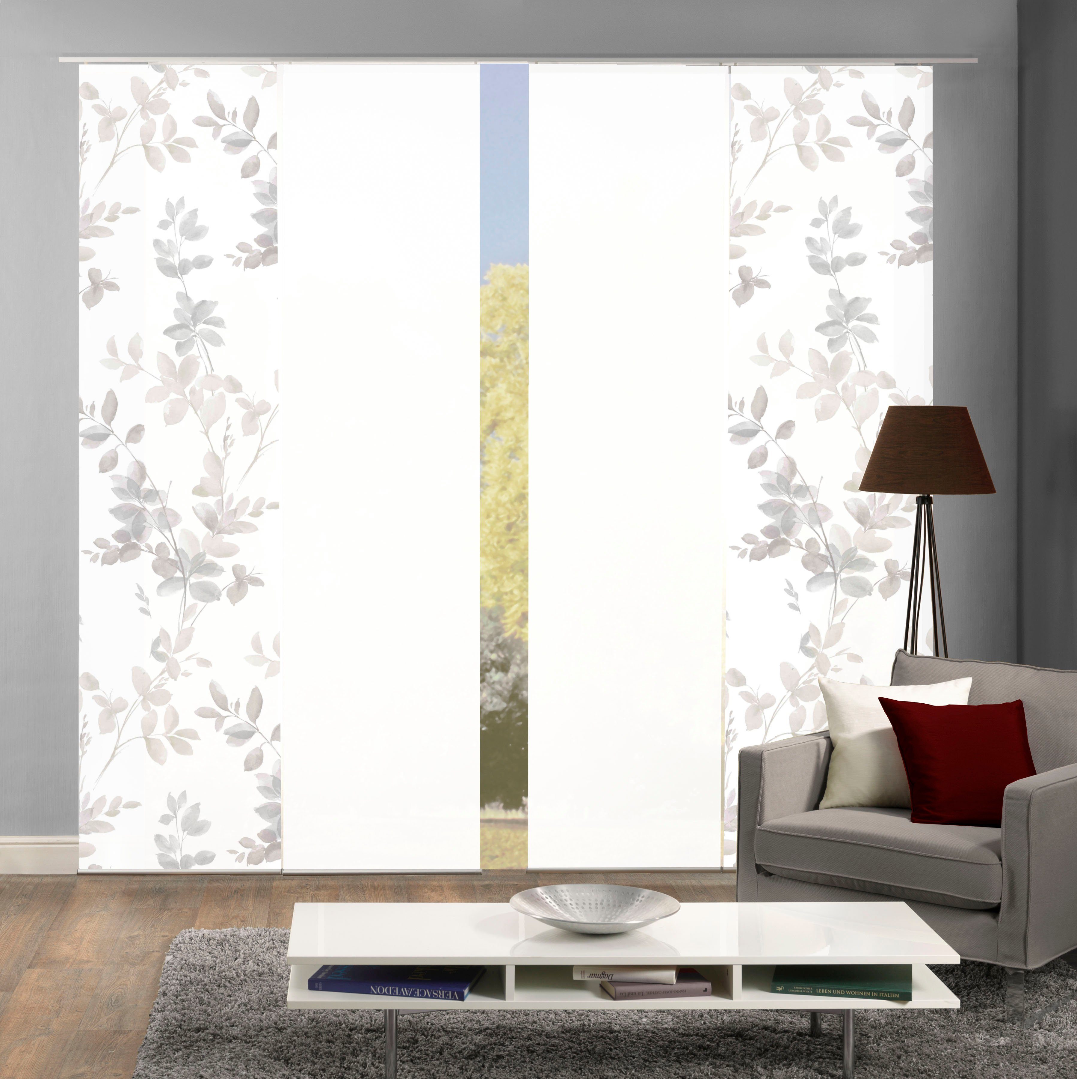 HOME WOHNIDEEN Schiebegardine 4er SET (4 St), Paneelwagen, blickdicht, Schiebevorhang Digidruck 4er Set AYLA