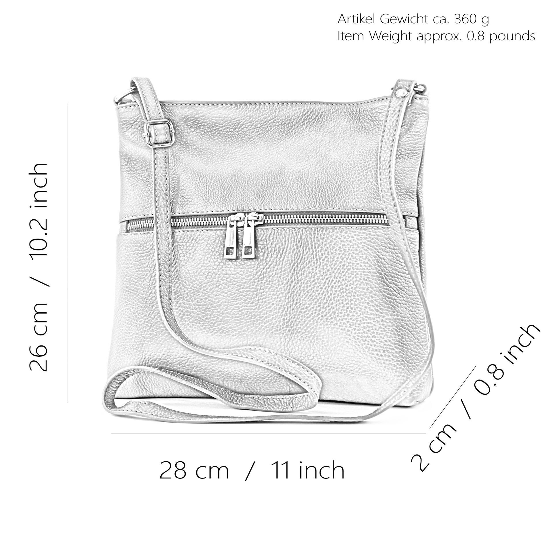 modamoda de Schultertasche T144v3, Echtleder Italy Armeegrün2021 in Handmade