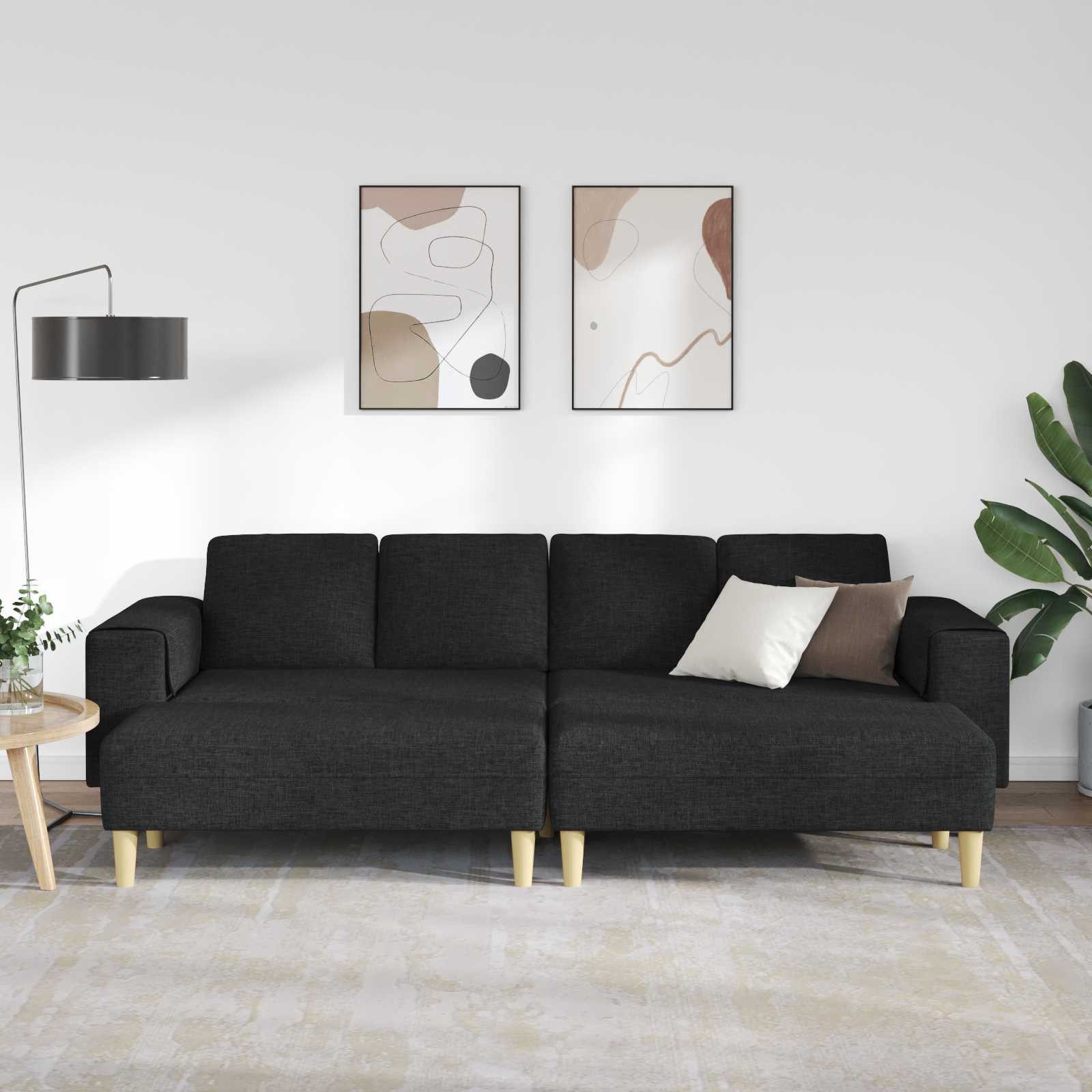 vidaXL Sofa Wohnzimmer Couch 3 pcs Schwarz Polyester, 3 Teile günstig online kaufen