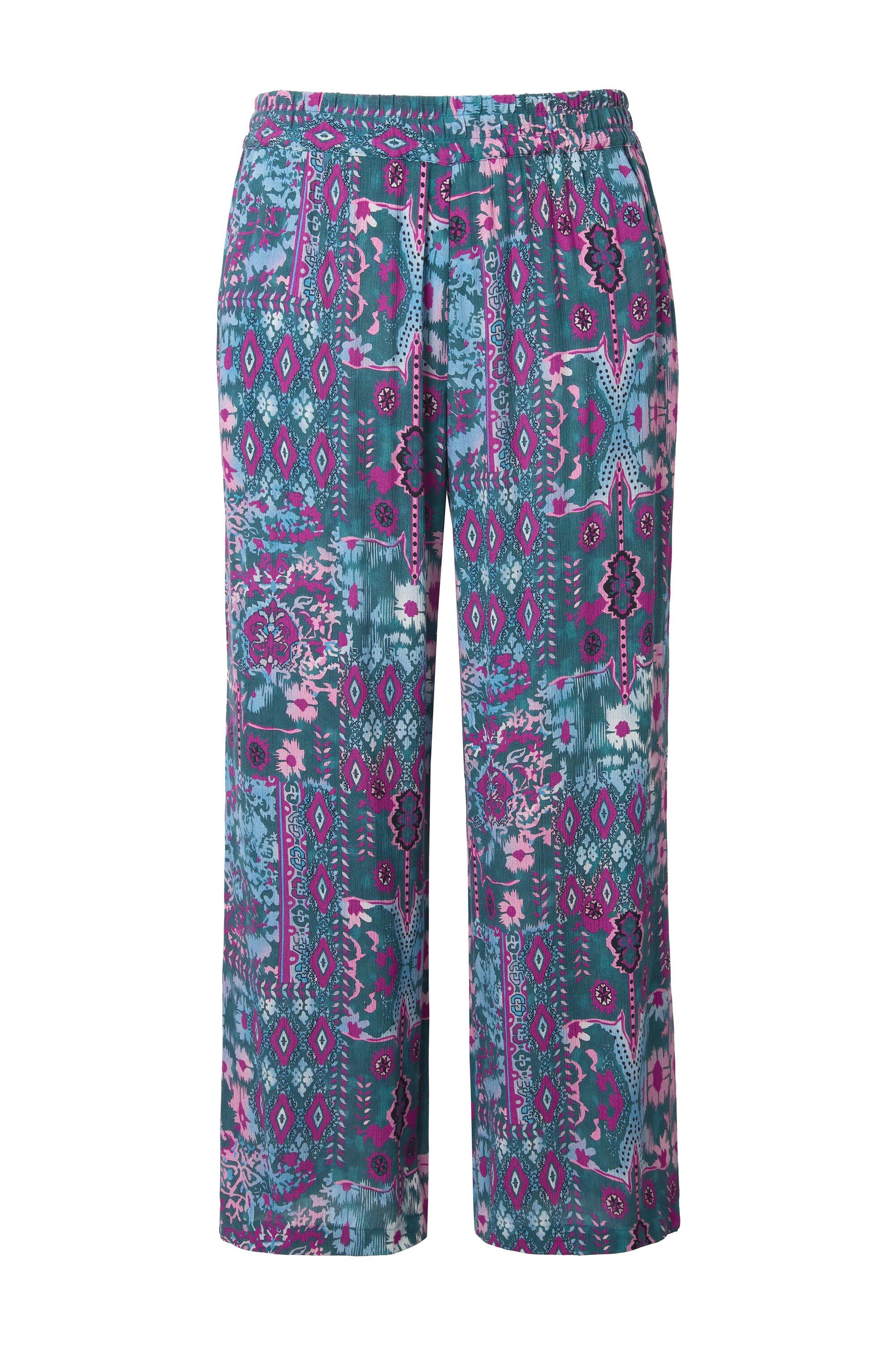 Studio Untold Schlupfhose Hose Wide Legs Strukturware Flower-Print