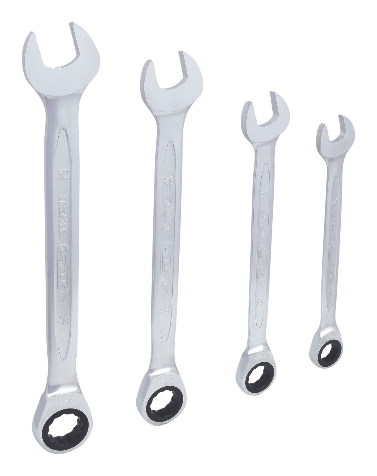 KS Tools Ratschenringschlüssel GEARplus (4 St), Ratschenringmaulschlüssel-Satz, 4-teilig 24-32 mm