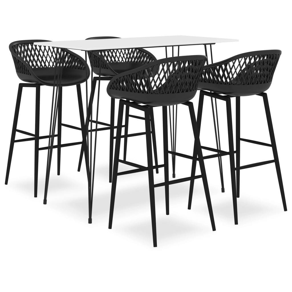 und Essgruppe vidaXL 5-tlg. Weiß Bar-Set (5-tlg) Schwarz,