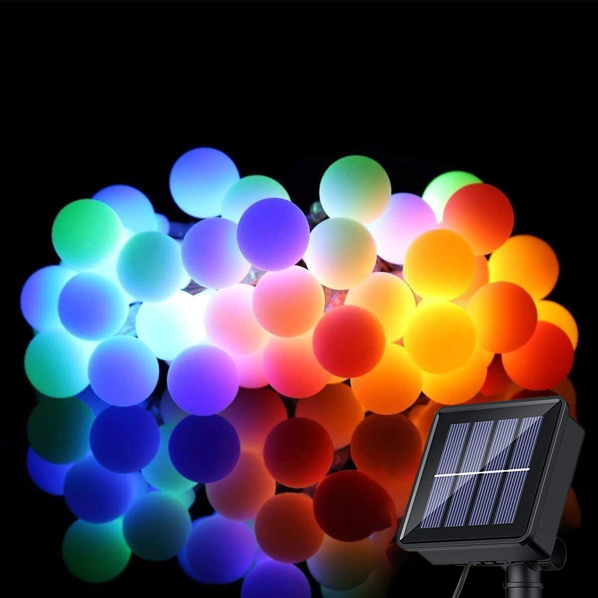 Wasserdicht LED-Lichterkette Solar,60 Kugel Bunt IP65 Oneid 11M Lichterkette