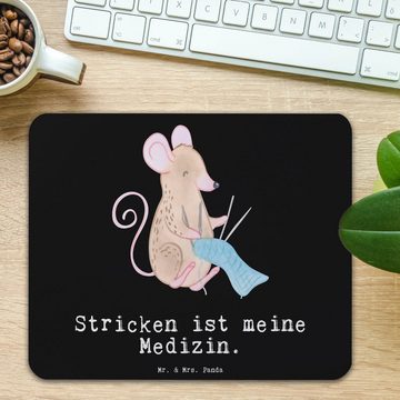Mr. & Mrs. Panda Mauspad Maus Stricken - Schwarz - Geschenk, Gewinn, DIY, Büroausstattung, Ein (1-St), Made in Germany