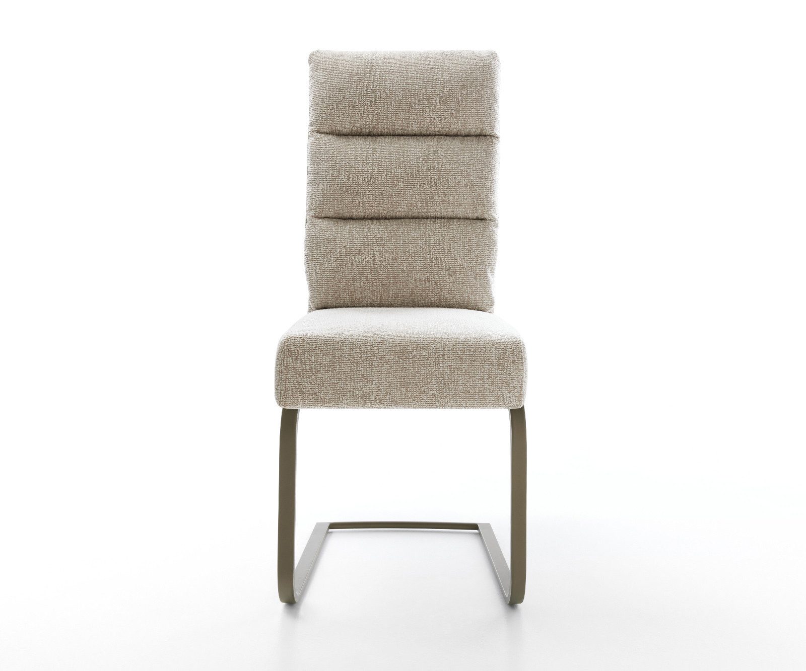 DELIFE Polsterstuhl Pela-Flex, Freischwinger flach Effektfinish Titan Webstoff Soft Beige Taschenfede