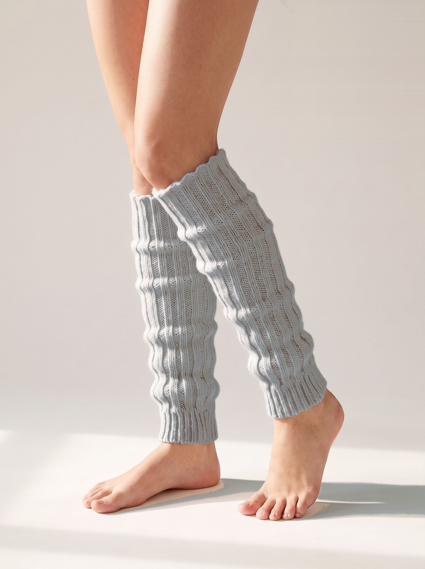 Black Snake Beinstulpen Lange Beinwärmer aus Grobstrick mit Alpakawolle und Wolle für Frauen (Paar, 1-St., Grau One Size) Weich und flauschig mit Rippbund für Damen und Teenager an Wintertagen