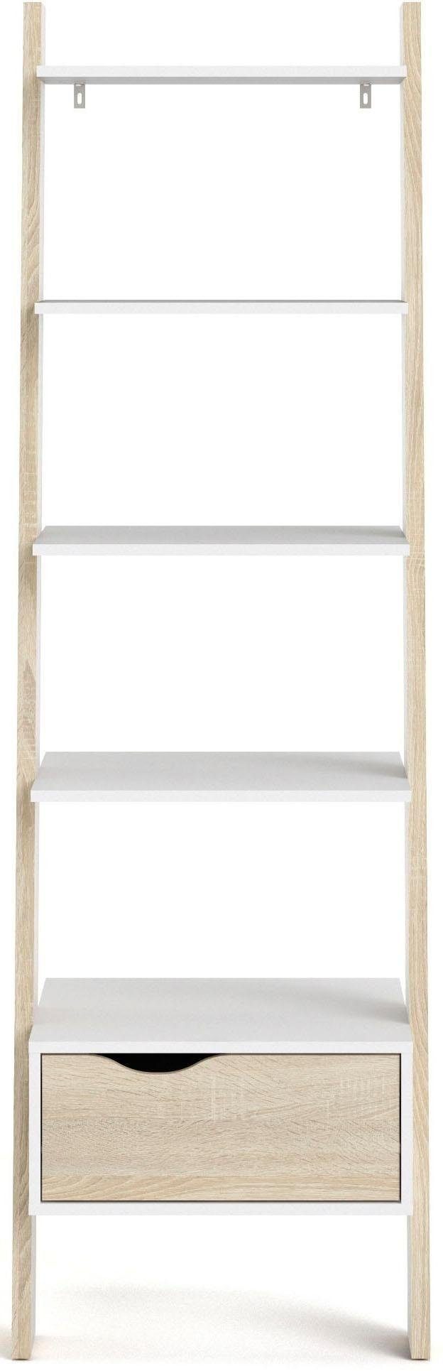 andas Regal Oslo Standregal, Aktenregal, Stauraumregal, Ablageregal, mit 5 Ablageböden, 1 Schublade, Breite/Höhe: 55,1/180,4