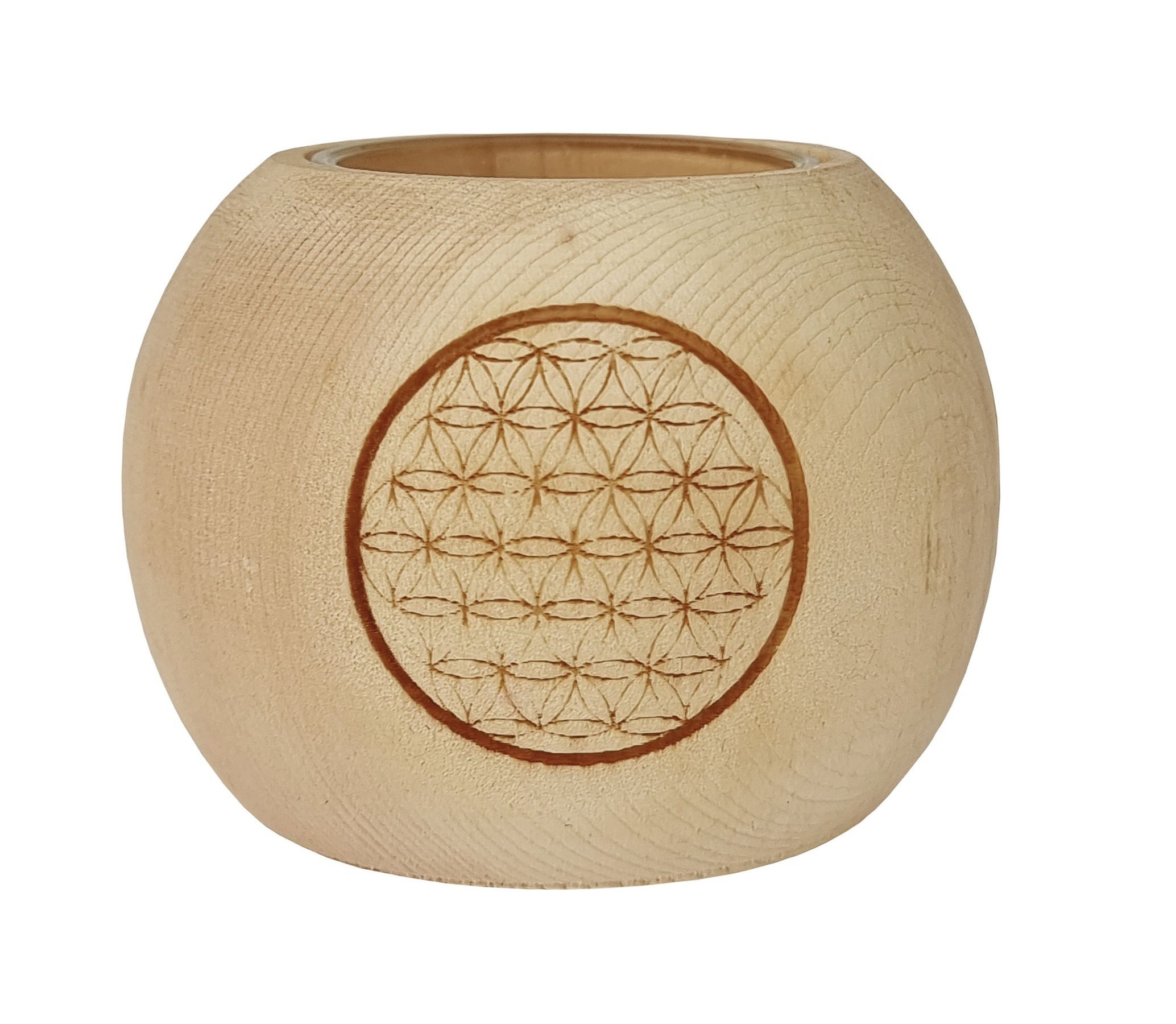ERST-HOLZ Декоративна тарілка Zirben Teelicht Kugel mit Glas Holzdeko