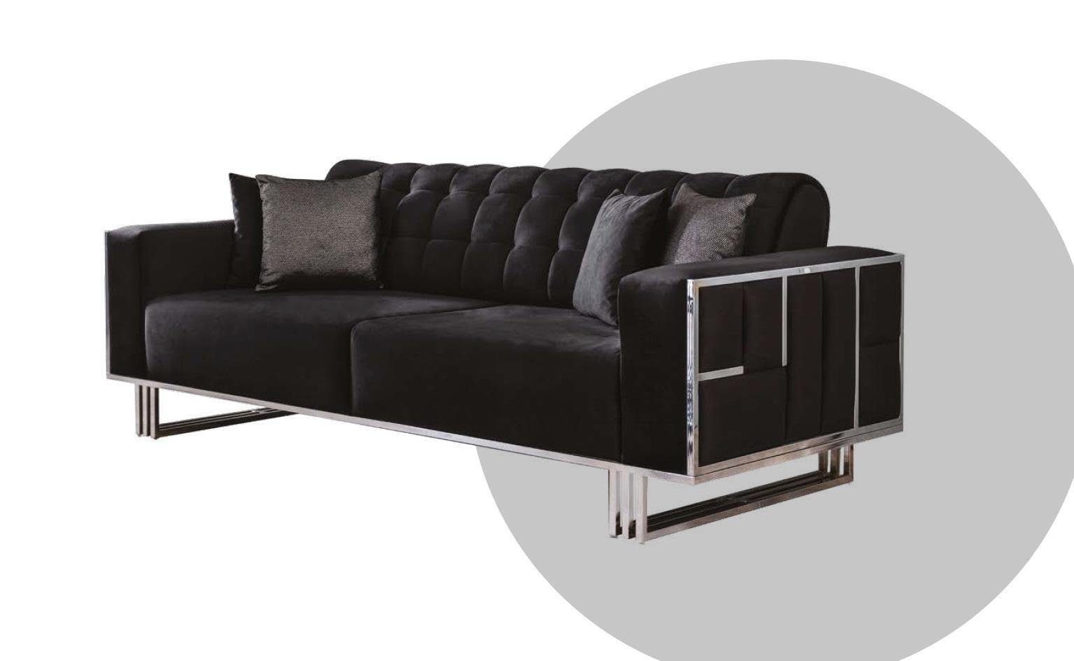 JVmoebel Big-Sofa, Dreisitzer Couch Sofa Möbel Einrichtung Couchen Sofas Schwarz Polster