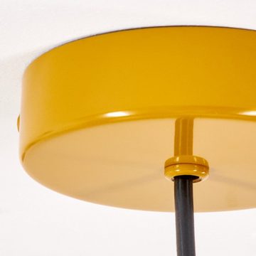 hofstein Hängeleuchte moderne Hängelampe aus Metall in Gelb, ohne Leuchtmittel, Leuchte mit Schirm in Gitter-Optik (24cm), Höhe max. 160cm, 1x E27
