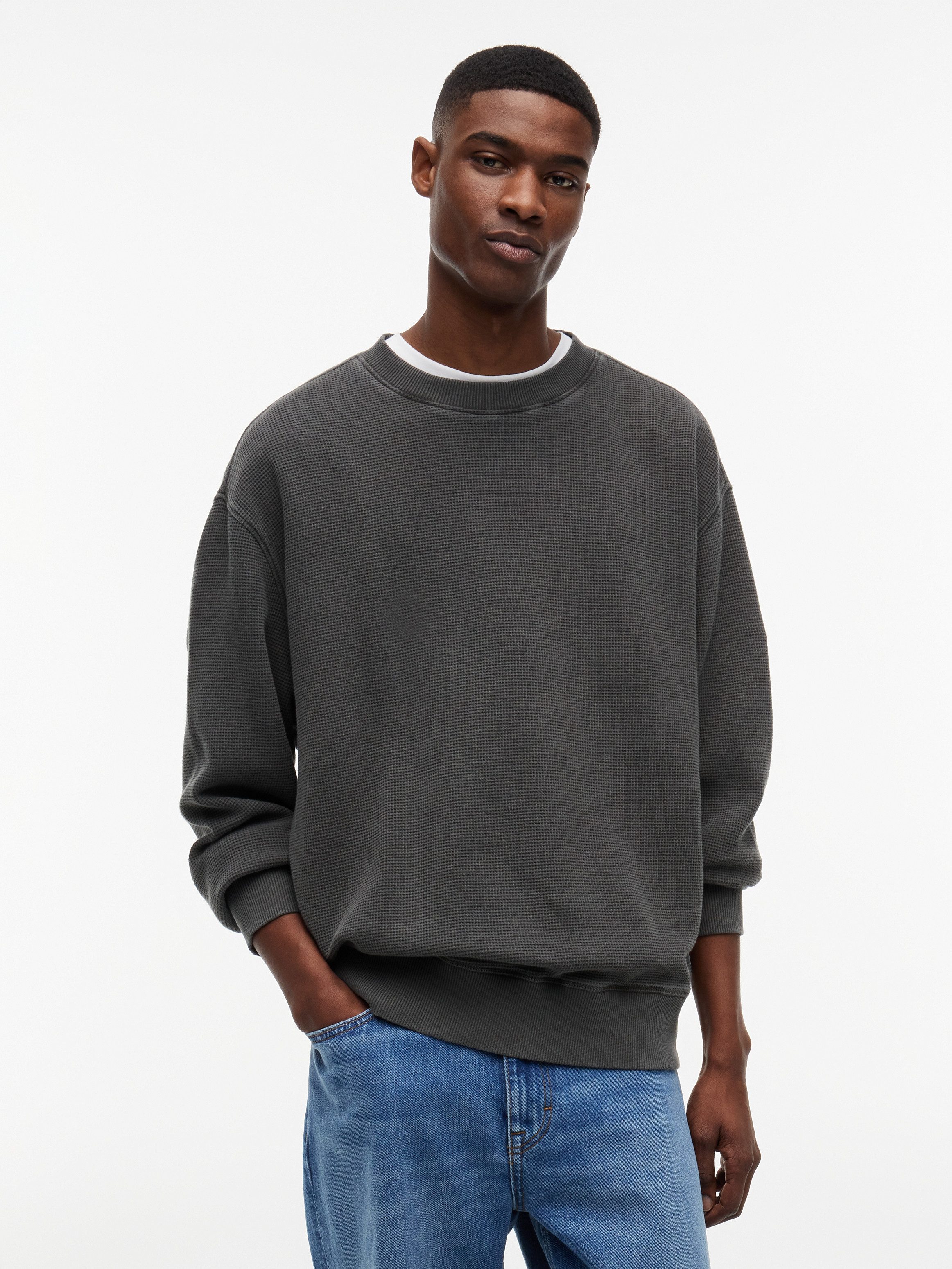 Tommy Jeans Rundhalspullover TJM RELAXED WASHED WAFFLE