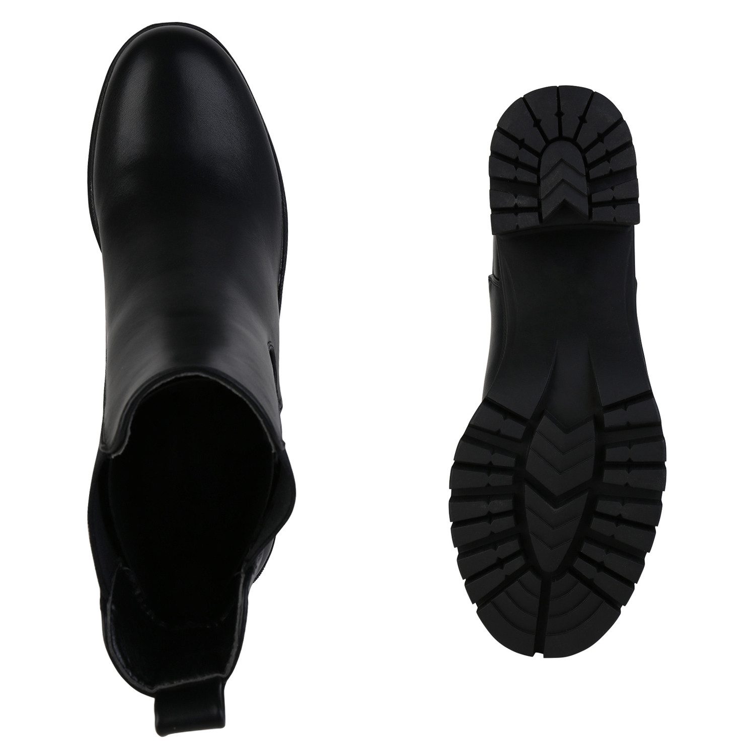 VAN HILL 839435 Chelseaboots Damen Chelsea Boots Stiefeletten Plateau Vorne Profil-Sohle