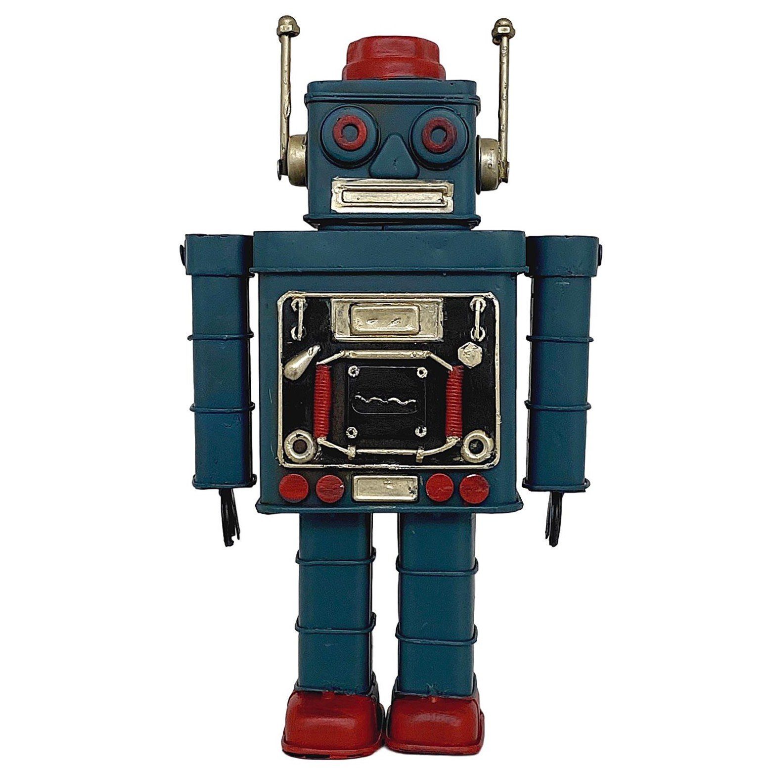 Retro Roboter Metall Blechroboter 27cm Dekoration Blech Antik-Stil vintage blau 
