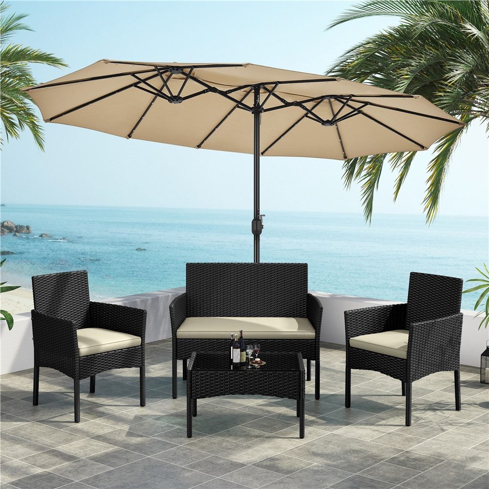 Yaheetech Balkonset Gartenmöbel-Set, 4-er Set Rattanmöbel günstig online kaufen