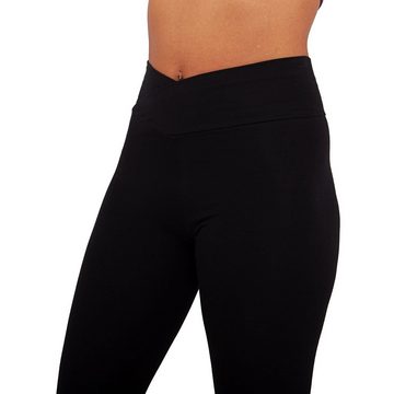 Yamadhi Yogahose Basic Yoga Leggings Crossed Waist, Bio-Baumwolle, Schwarz XS