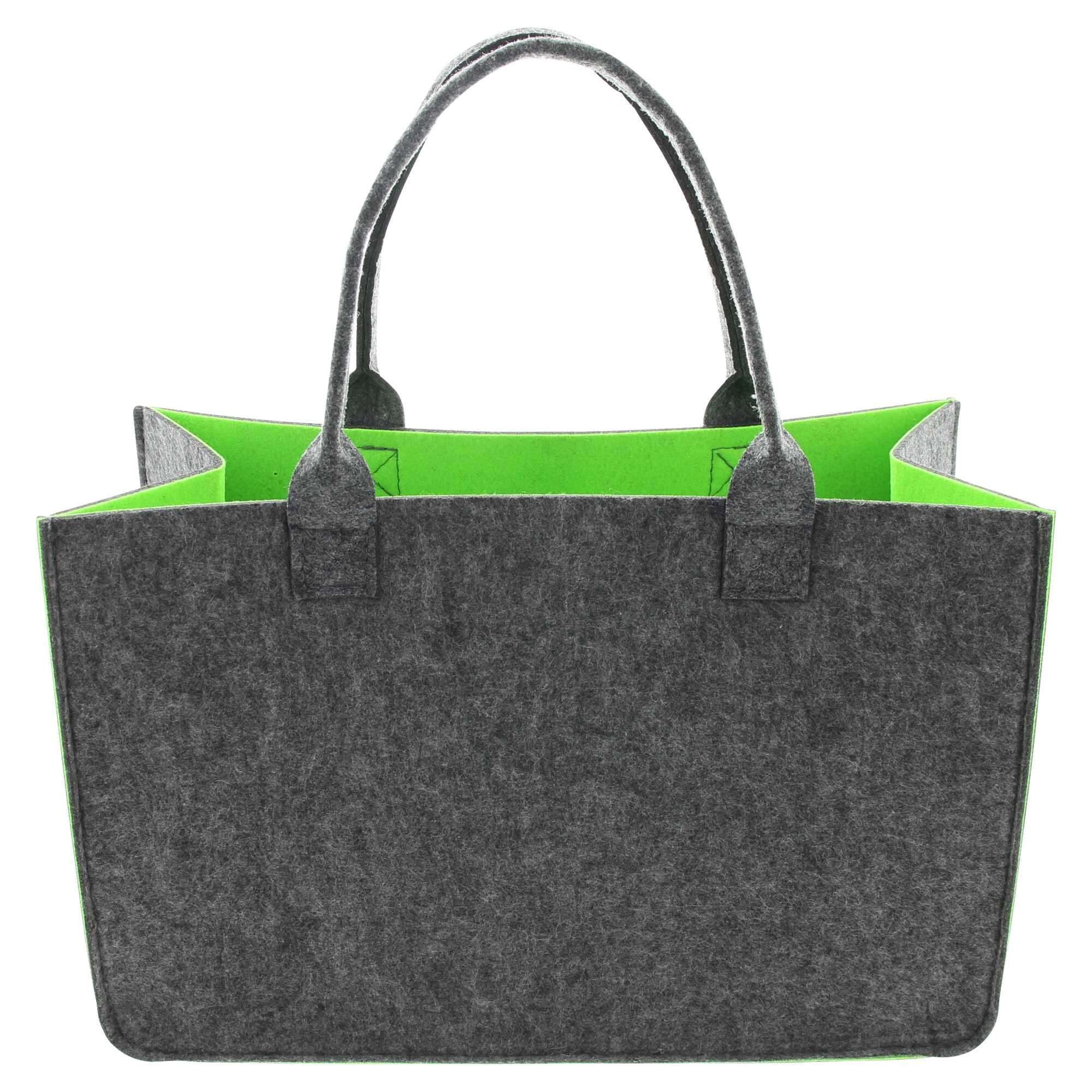 Dekoleidenschaft Shopper "Two-Tone" Filz, grau / grün, Einkaufstasche, Filztasche, Tragetasche, Damen Schultertasche, recyceltes PET