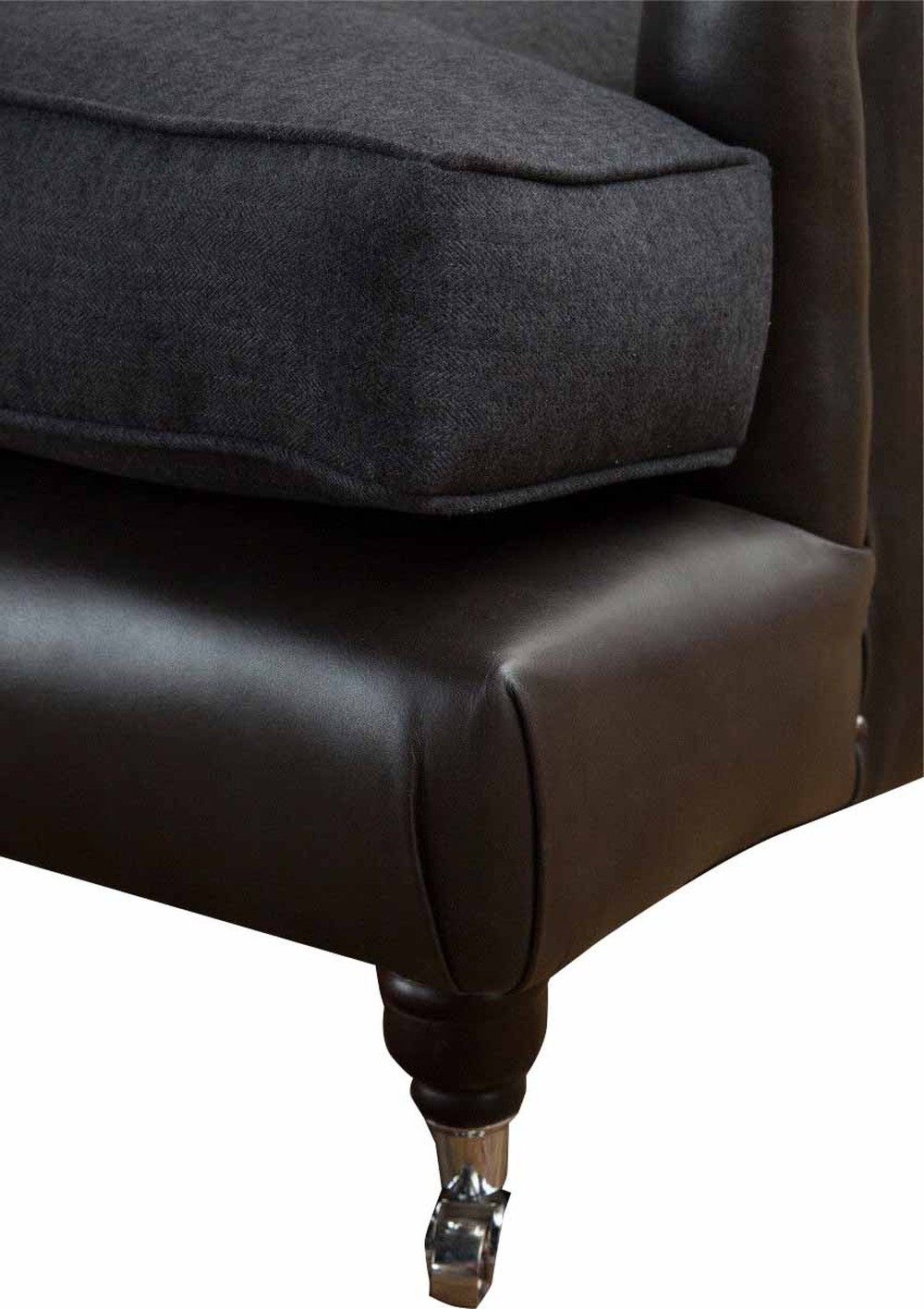 JVmoebel Chesterfield-Sessel Brauner Ledersessel im Chesterfield-Stil mit Edelstahlfüßen (Packung, Sessel), Made in Europa