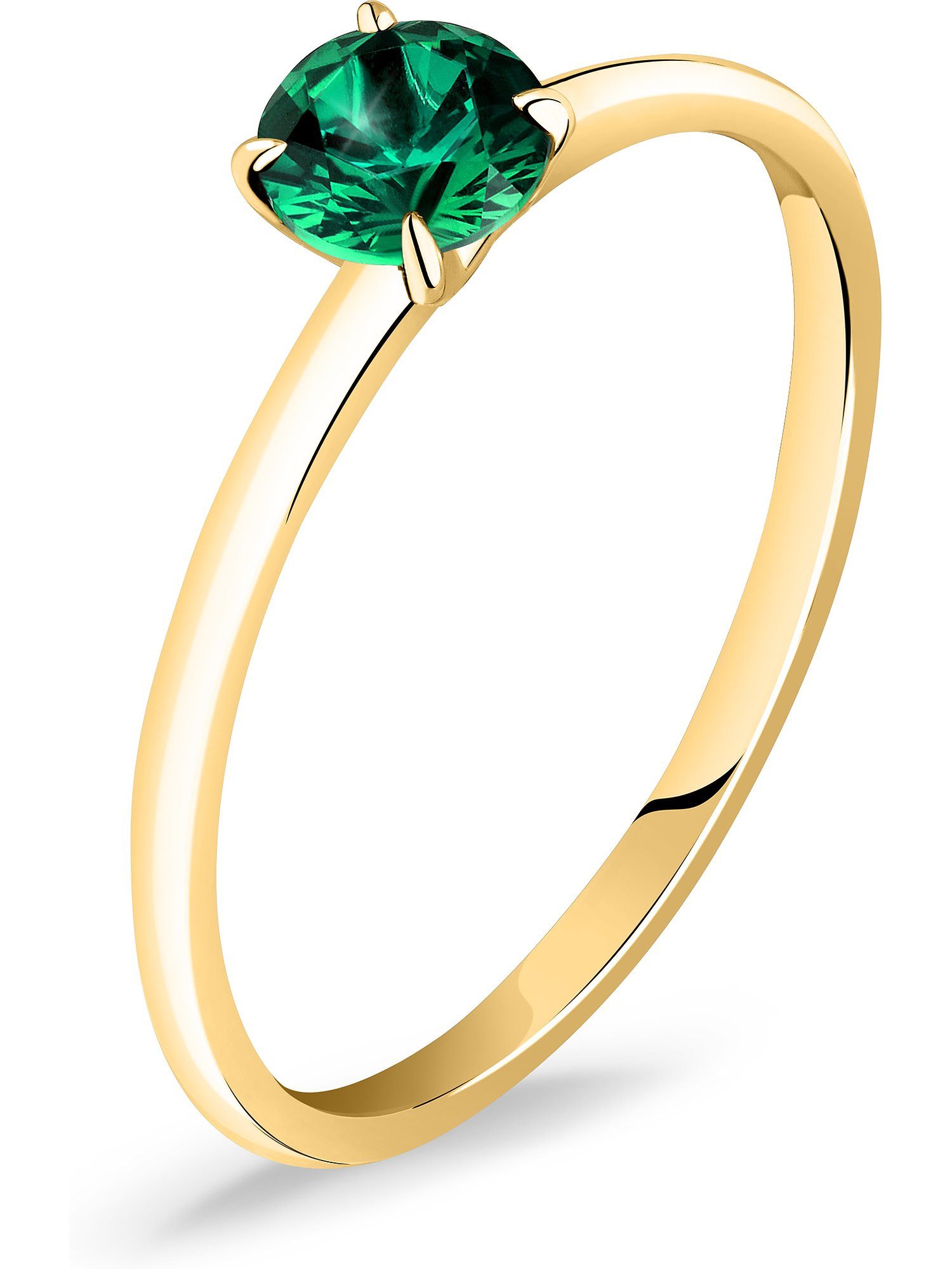 Live Diamond Diamantring, Smaragd (synthetisch), Lab Grown