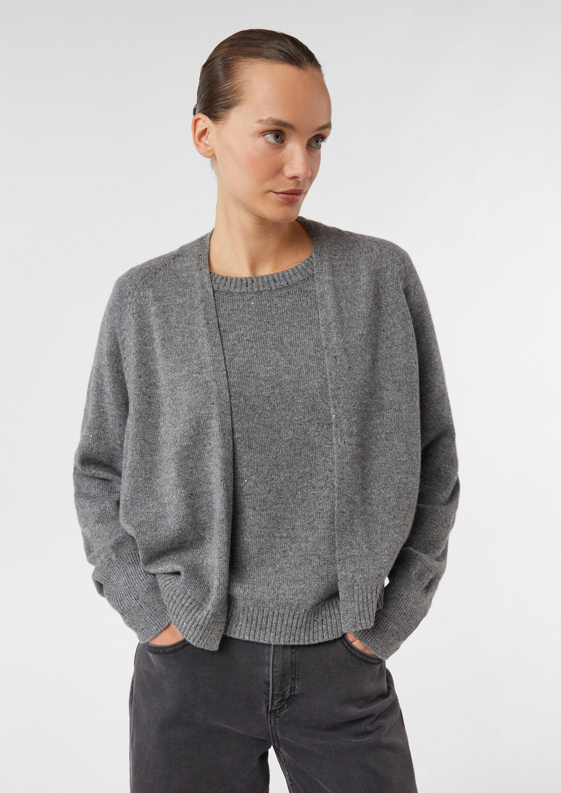 comma Cardigan Strickjacke Cardigan mit Glitzergarn und Fledermausärmeln