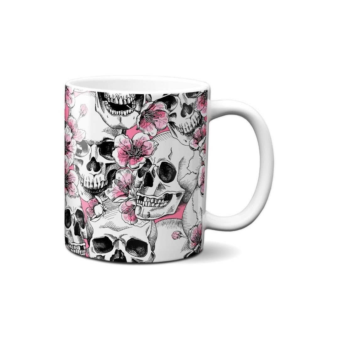 Hustling Sharks Tasse Hustling Sharks® Tasse mit Skelettmotiv - Pink Skulls - Geschenk, 330 ml