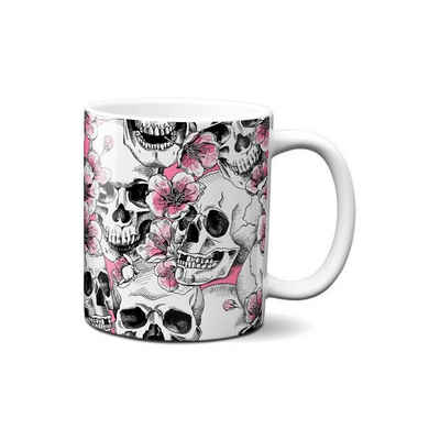 Hustling Sharks Tasse Hustling Sharks® Tasse mit Skelettmotiv - Pink Skulls - Geschenk, 330 ml