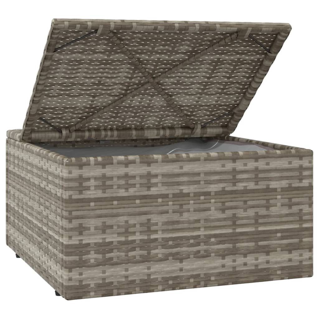 Grau 55x55x30 cm vidaXL Poly Loungesofa Gartenhocker Rattan, Kissen 1 mit Teile