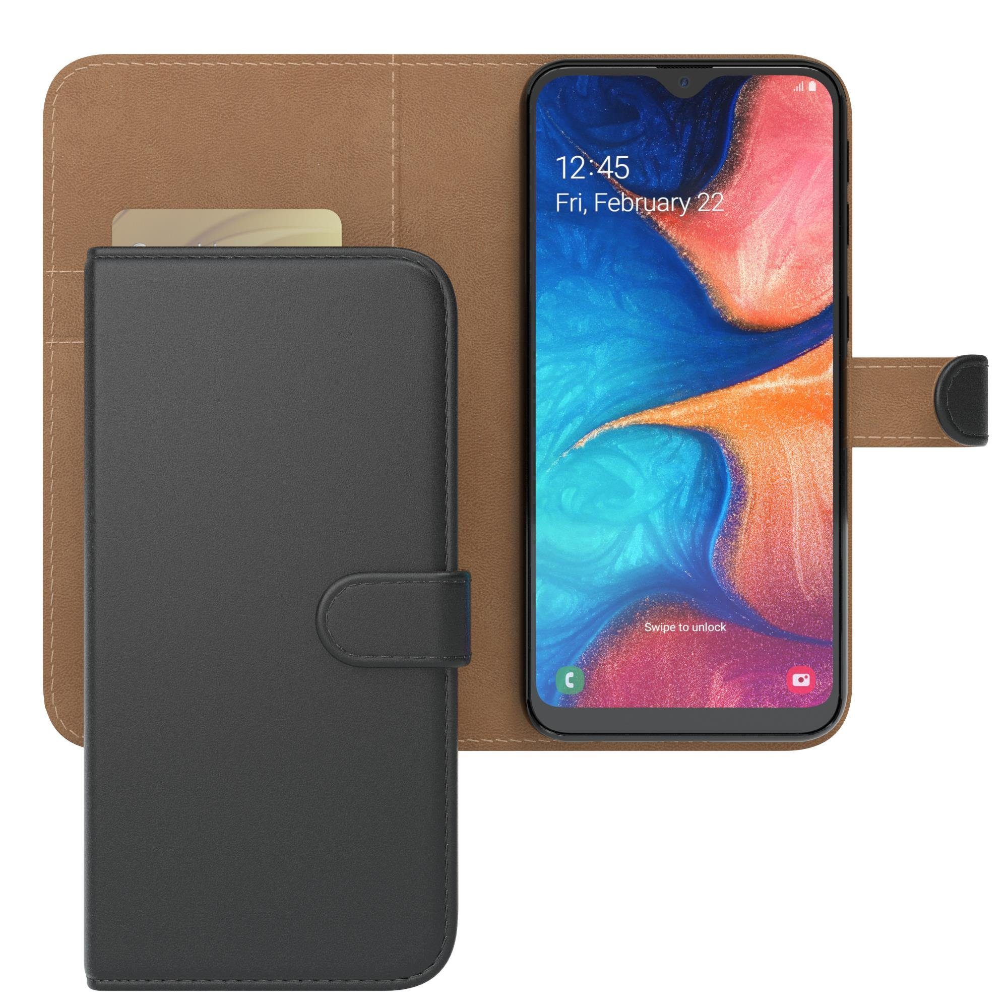 EAZY CASE Handyhülle Uni Bookstyle für Samsung Galaxy A20e 5,8 Zoll, Schutzhülle mit Standfunktion Kartenfach Handytasche aufklappbar Etui