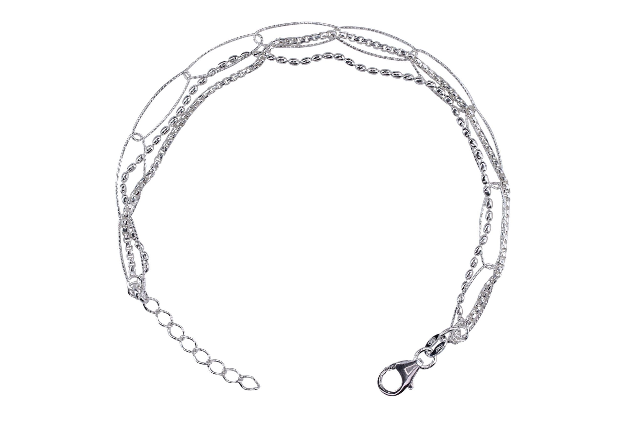 SILBERMOOS Silberarmband Multifili-Armband mit ovalen Geflechten, 925 Sterling Silber