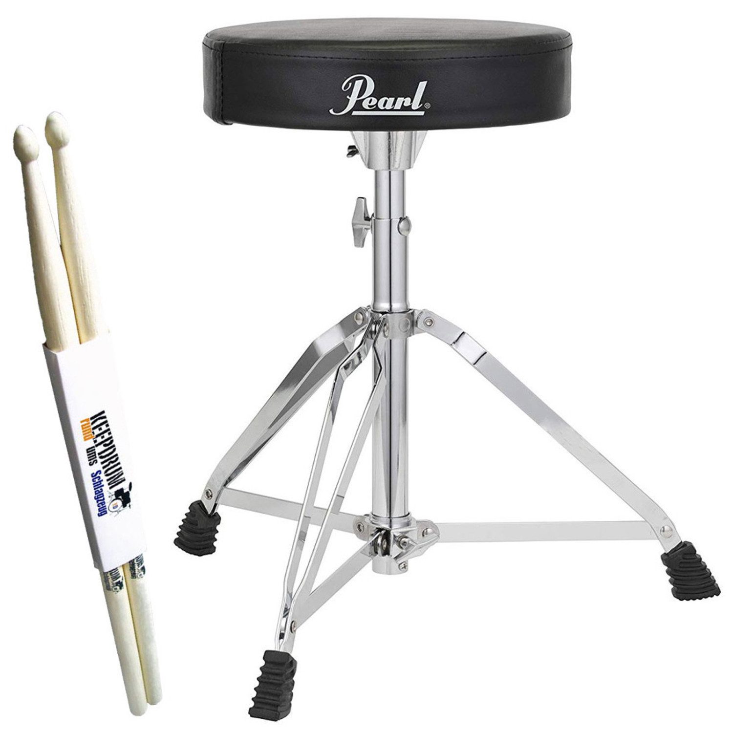 Pearl Drums Schlagzeug Pearl Schlagzeughocker D-50 mit Schlagzeugstöcken,Set, Pin-Lock Höhenverstellung