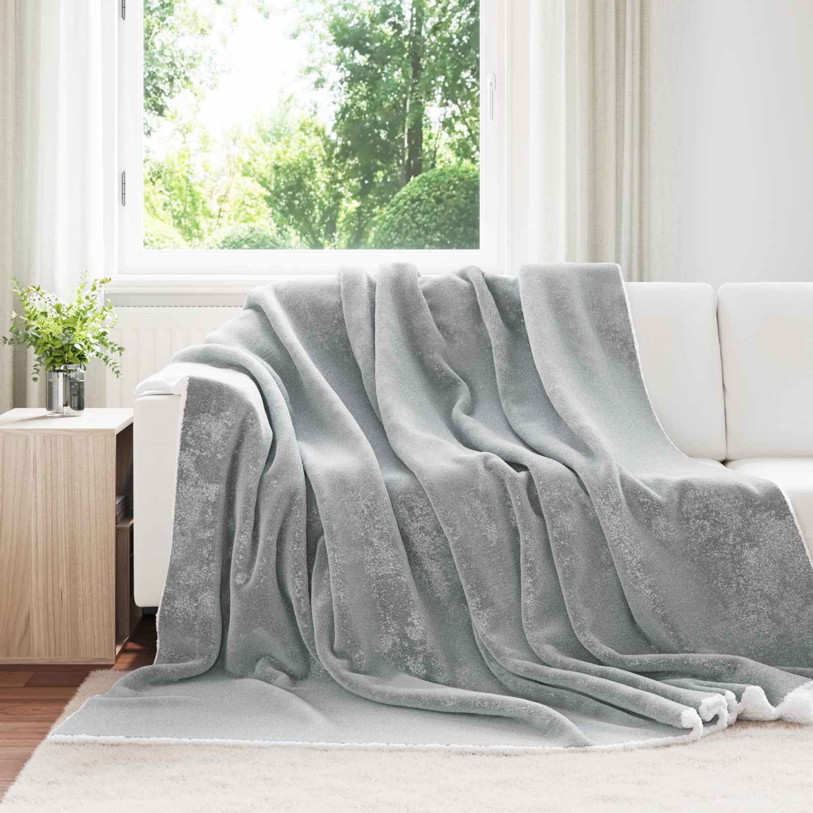 vidaXL Bettüberwurf Überwurfdecke Grau 220 x 240 cm 2.67 Fleece