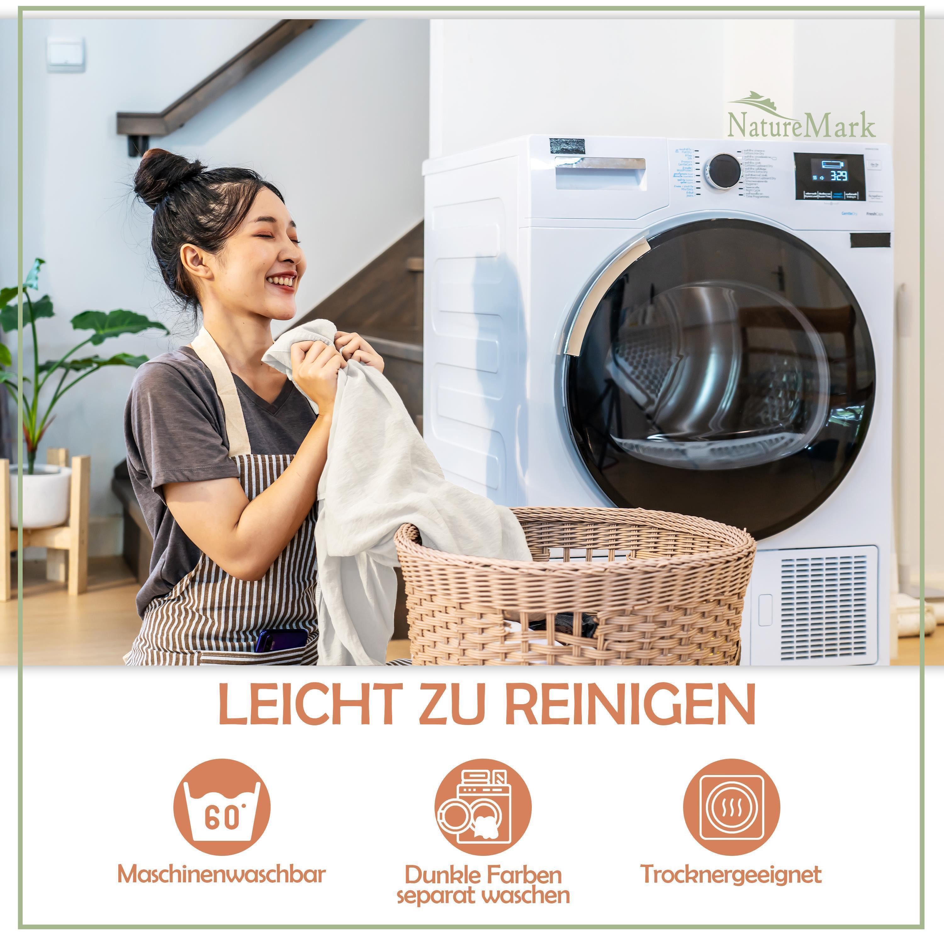 NatureMark Spannbettlaken Mikrofaser Spannbetttuch, Polyester, Gummizug: rundum, viele Größen und Farben Markenware, 90x200cm, Naturweiß – Bild 5 von 5