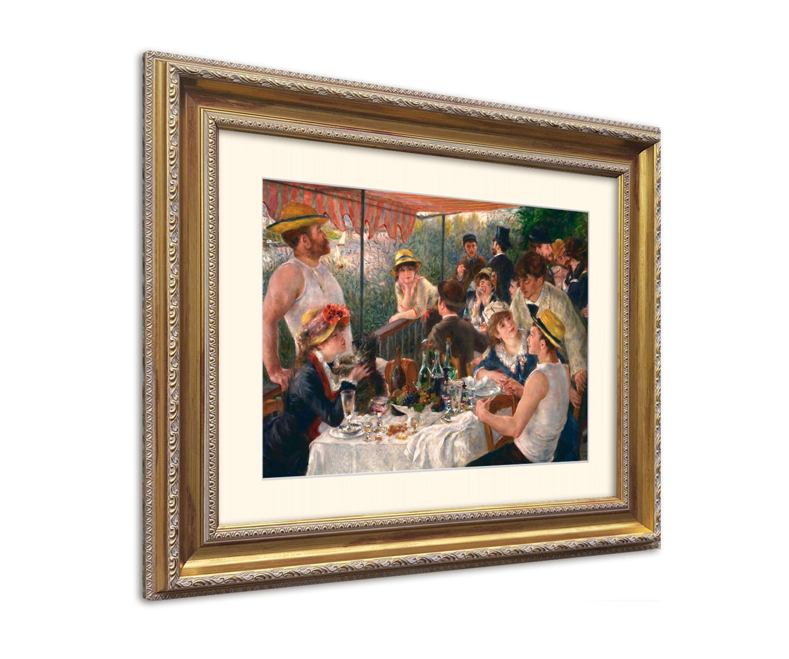 Frühstück Party Bild August mit of Poster artissimo Ruderer : Bild / on Lunche Barock-Rahmen the / der Wandbild, Rahmen erahmt Renoir / Das mit Renoir 63x53cm Boating