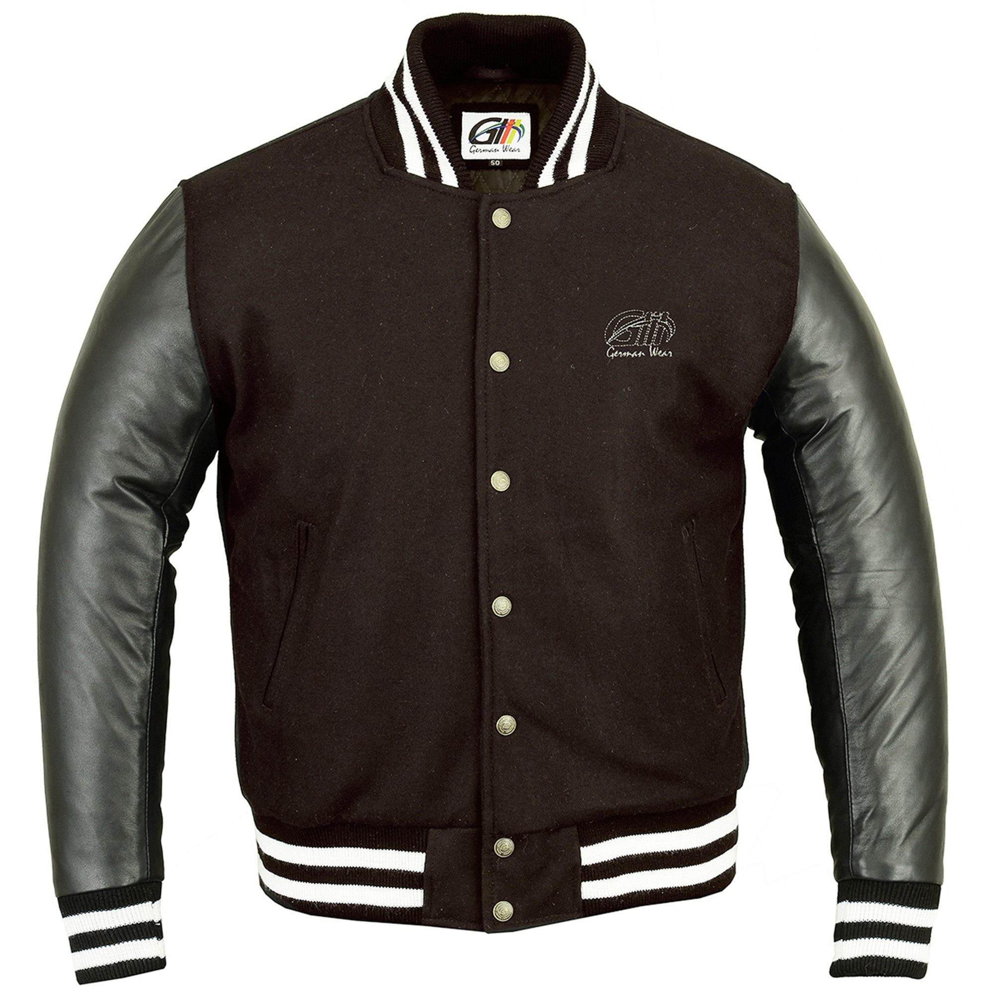 German Wear Collegejacke CJ002 Collegejacke Blouson Wolljacke mit Lederärme günstig online kaufen