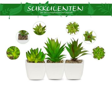 Künstliche Zimmerpflanze MID-Set Sukkulenten Sukkulente, joycraft, Höhe 11 cm, Wüstenpflanzenimitate im Porzellantopf