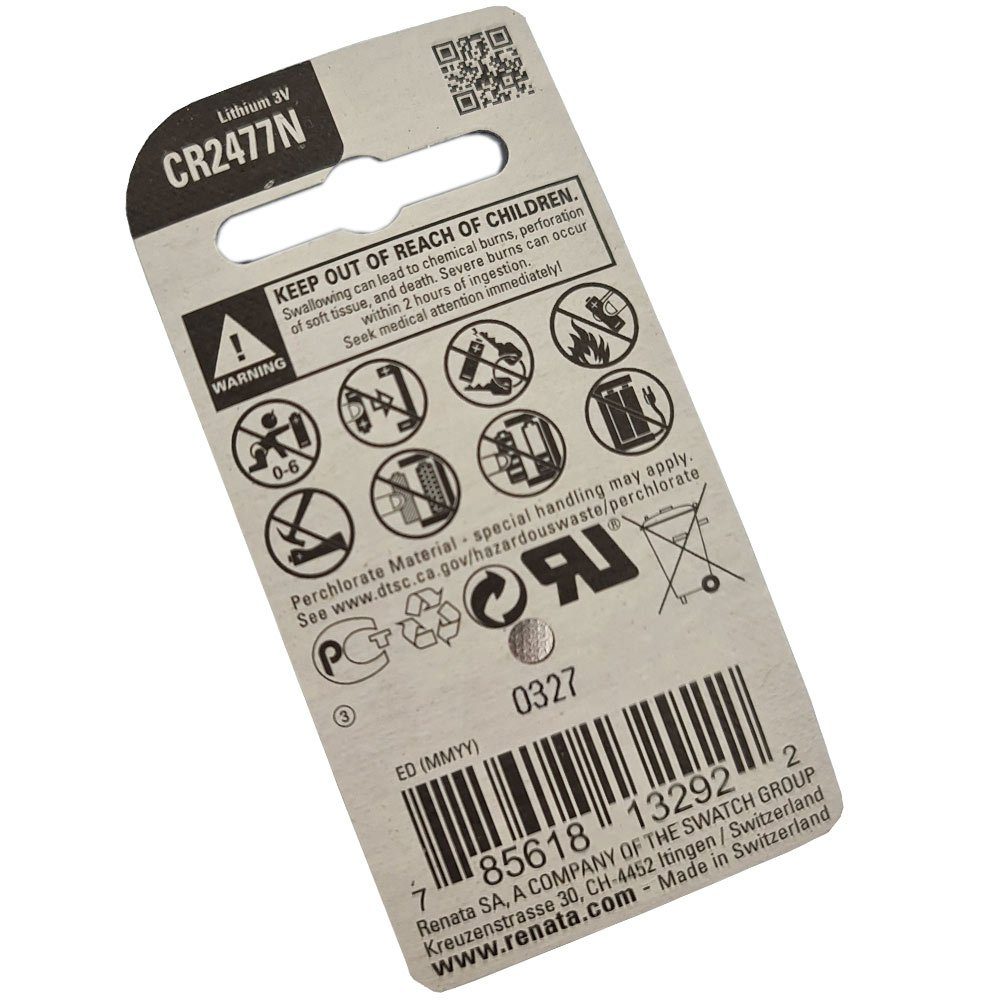 Renata Renata Knopfzelle CR2477N Lithium Batterie Batterie, (3 Volt V)
