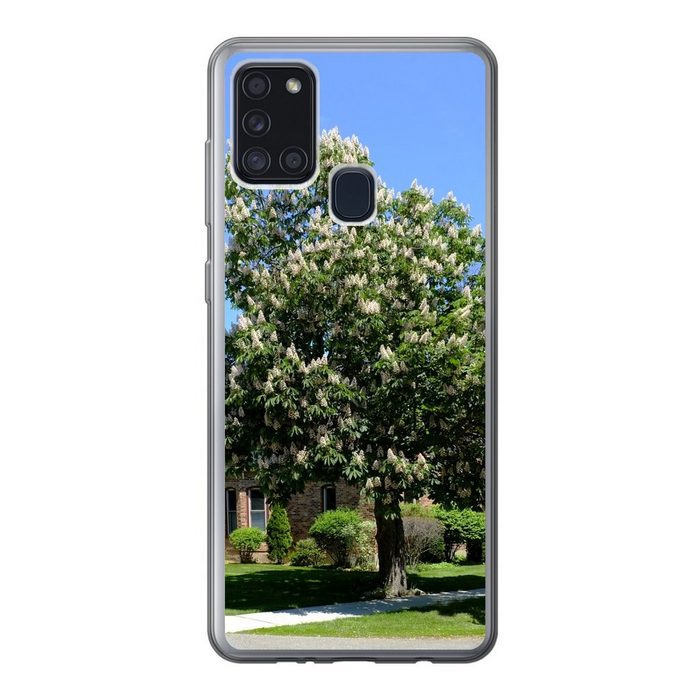 MuchoWow Handyhülle Kastanienbaum in voller Blüte im Frühling Handyhülle Samsung Galaxy A21s Smartphone-Bumper Print Handy