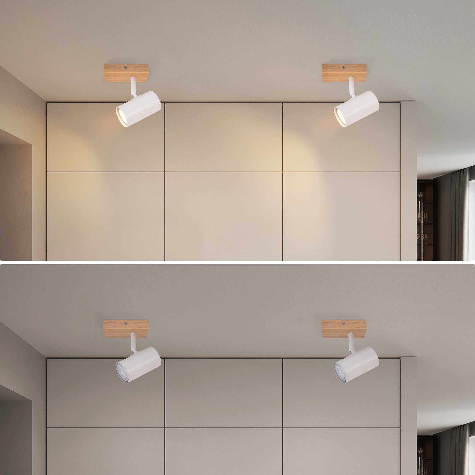 Drehbar Flur Deckenspot, für ohne Treppe Wohnzimmer Küche ZMH 330° Modern Weiß Metall Schlafzimmer Leuchtmittel, LED Wandleuchte Fassung Deckenlampe GU10