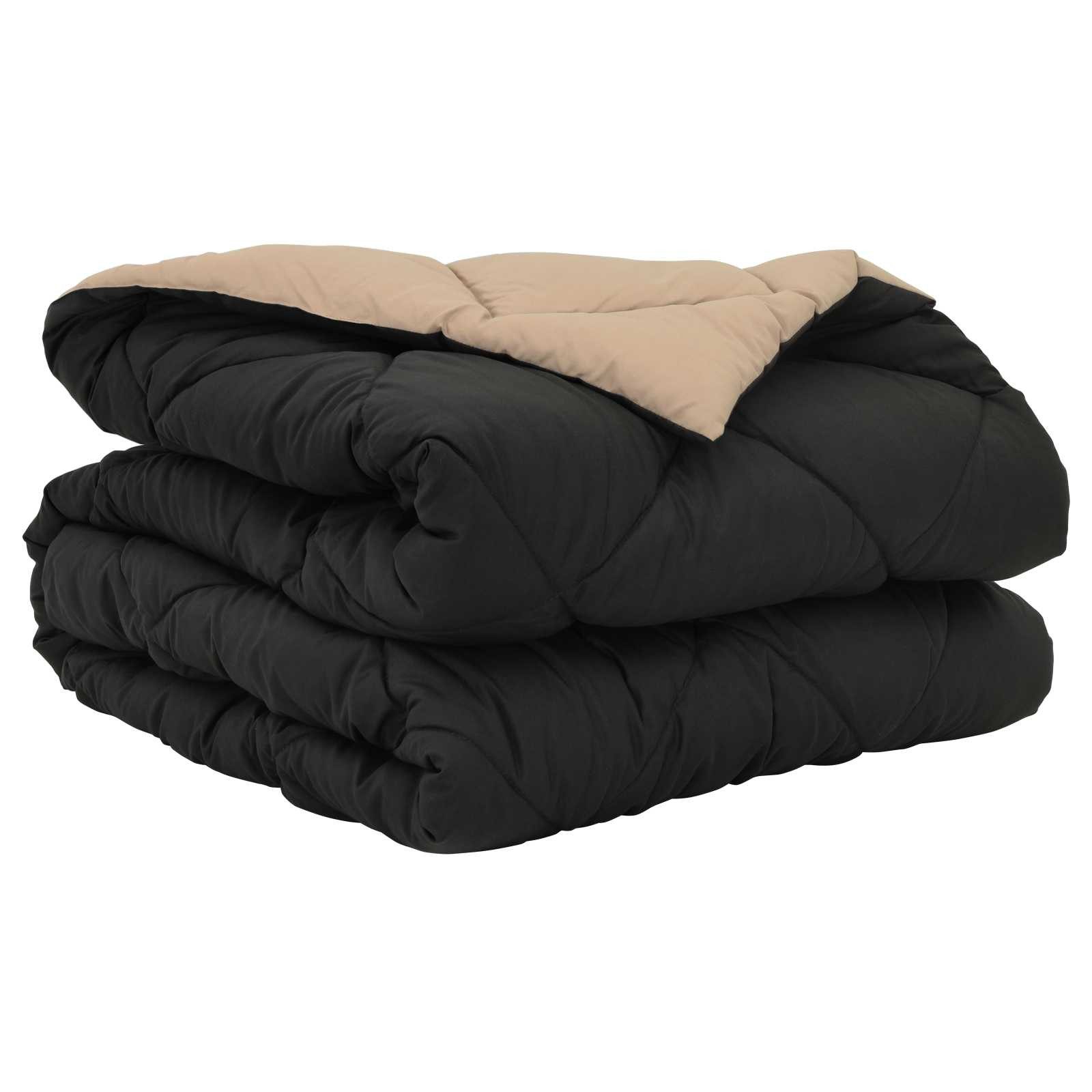 vidaXL Baumwollbettdecke Sommerdecke Schwarz und Taupe 220 x 135 cm Mikrofaser, Bezug: Mikrofaser