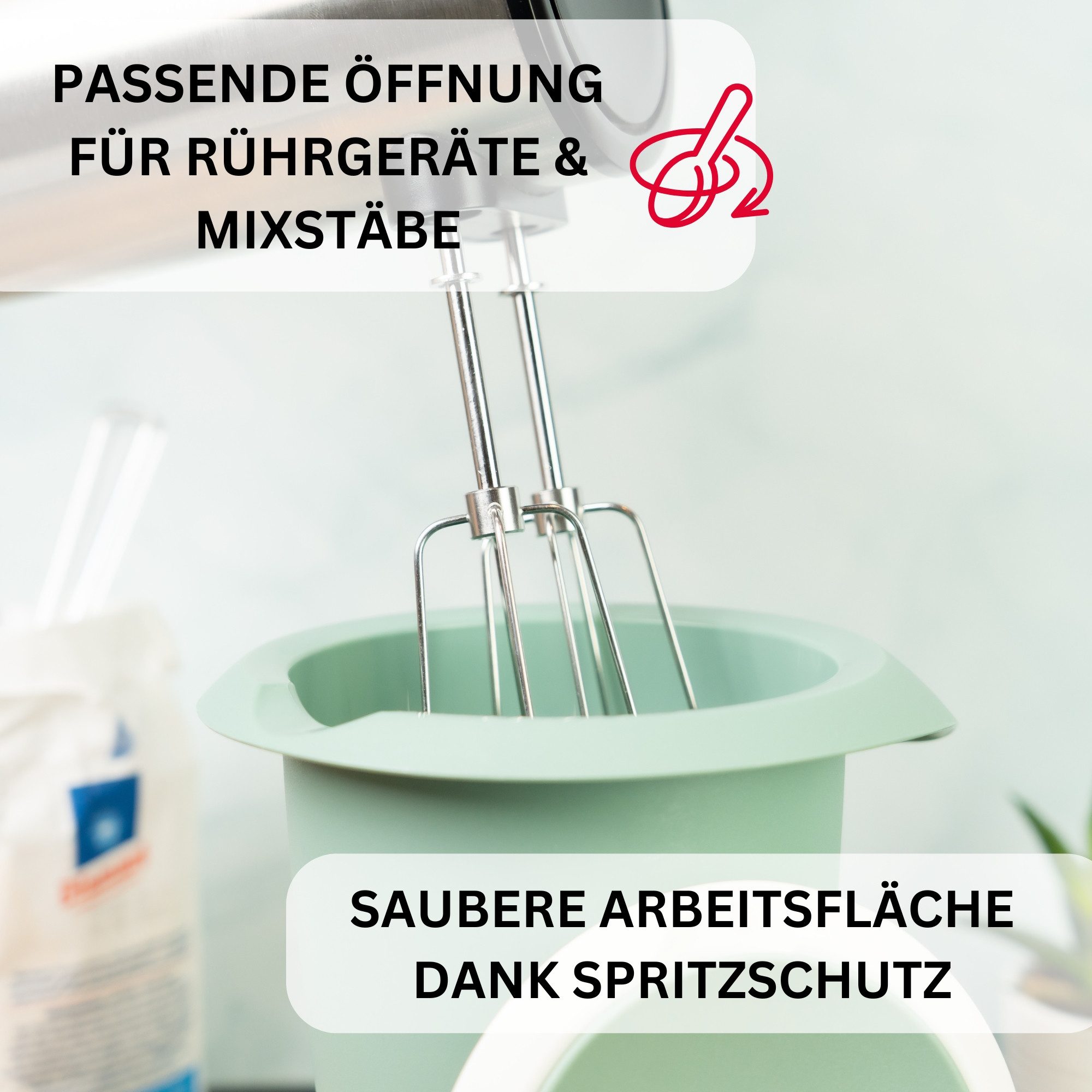 WESTMARK Rührschüssel / Quirltopf mit zweigeteiltem Deckel, 1 l, Mit Ausgießer, Mint-Grün, PP