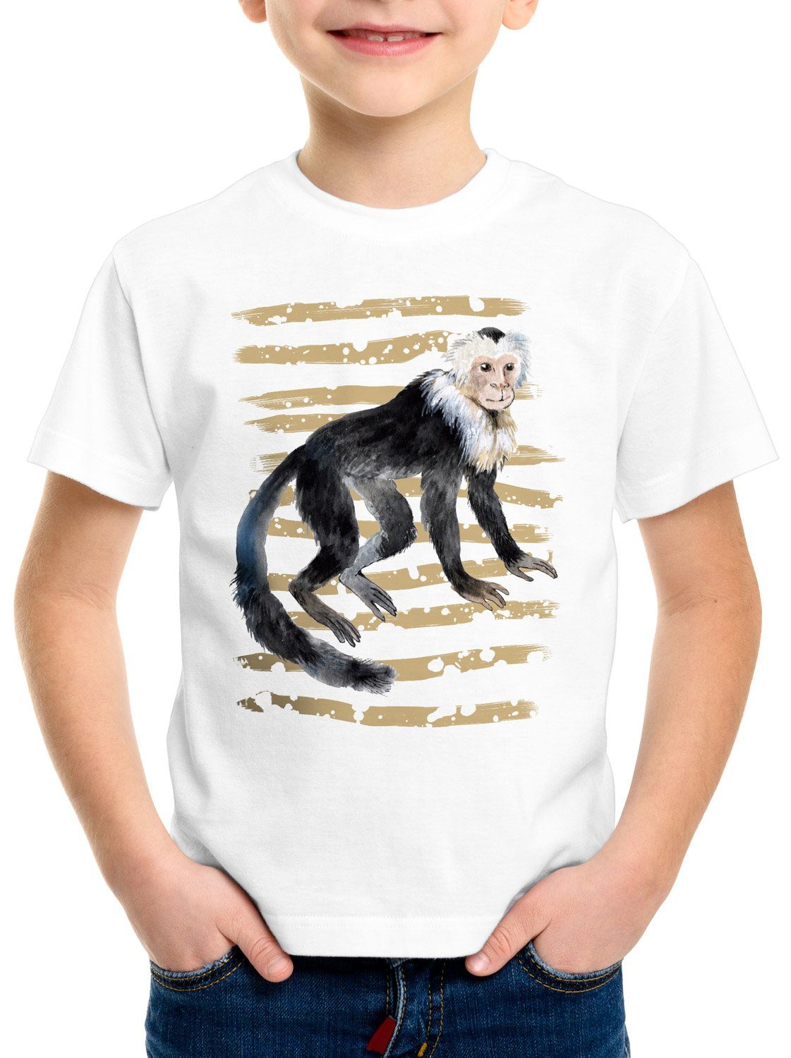 style3 Print-Shirt Kinder T-Shirt Affe kapuziner zoo sommer
