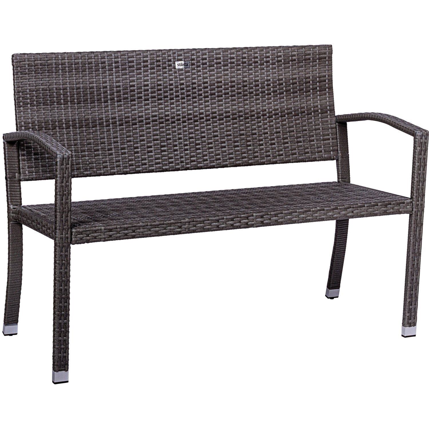 aus x 89 UV-beständigem Gartenbank STILISTA 2-Sitzer Sitzbank Parkbank x 52 Rattanbank, 122 cm, Farbwahl Polyrattan-Geflecht, Grau