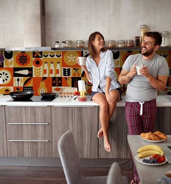 MyMaxxi Dekorationsfolie Küchenrückwand Lebensmittel orange selbstklebend Spritzschutz Folie