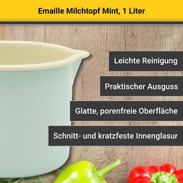 Krüger Milchtopf, Emaille (1-tlg), Literskala, 1 Liter, für Induktions-Kochfelder geeignet